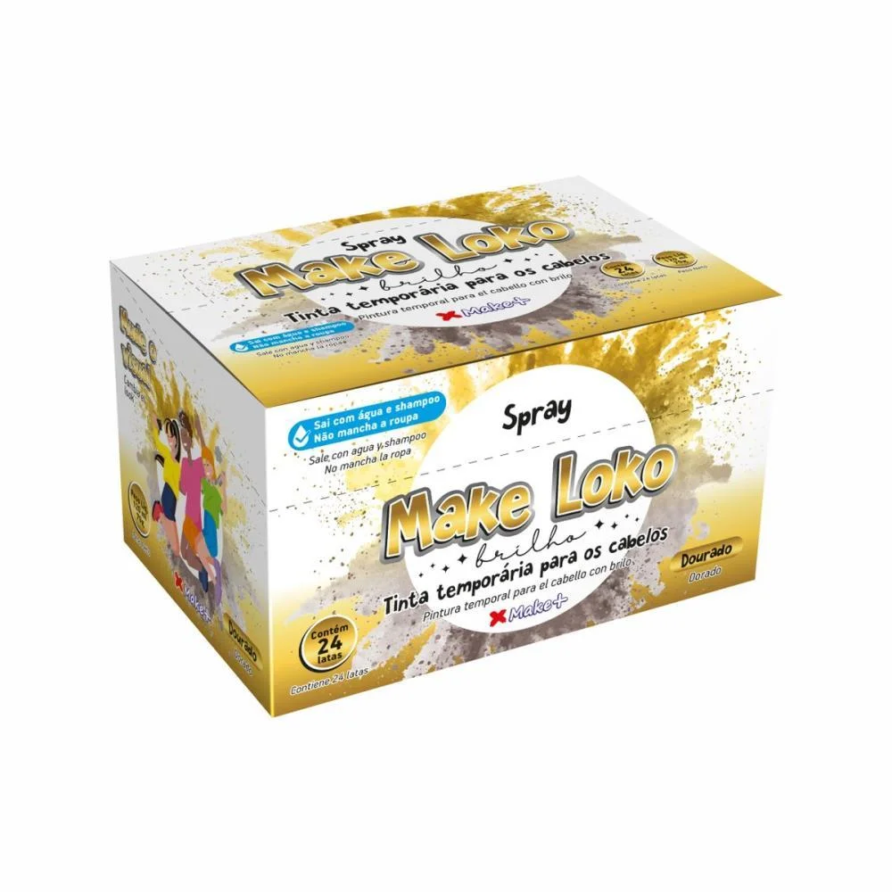 Pinta Cabelo 120Ml Loko Brilho Dourado Make+ C/ 24 Unidades - imagem 4