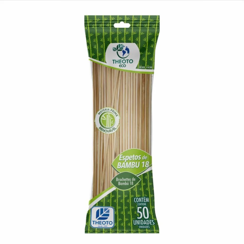 Espeto Madeira 18Cmx3Mm Bambu Theoto (Pct.c/50) - imagem 2