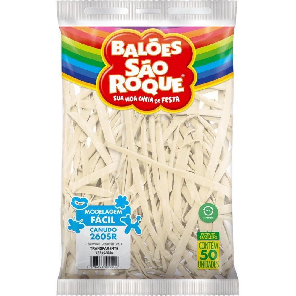 Balao Canudo 260Sr Transparente Sao Roque (Pct.c/50) - imagem 2