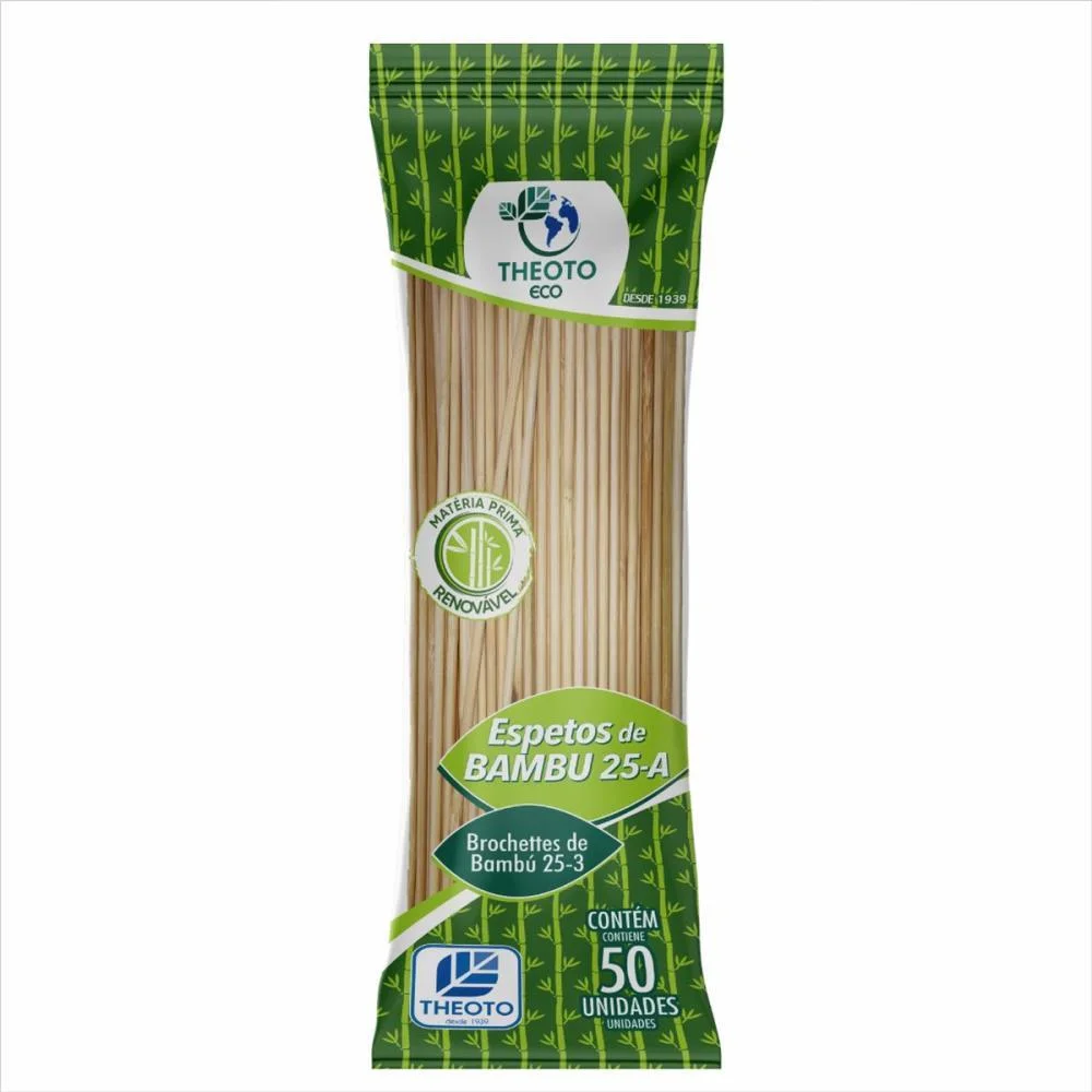 Espeto Madeira 25Cmx3Mm. Bambu Theoto (Pct.c/50) - imagem 4