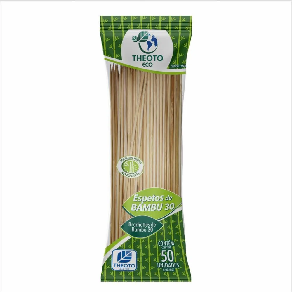 Espeto Madeira 30Cmx4Mm. Bambu Theoto (Pct.c/50) - imagem 3