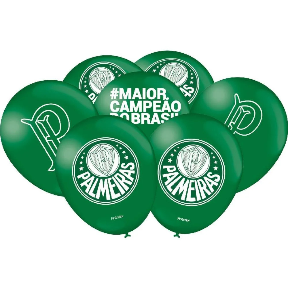 Balao 9 Decorado Palmeiras Festcolor (Pct.c/25) - imagem 3