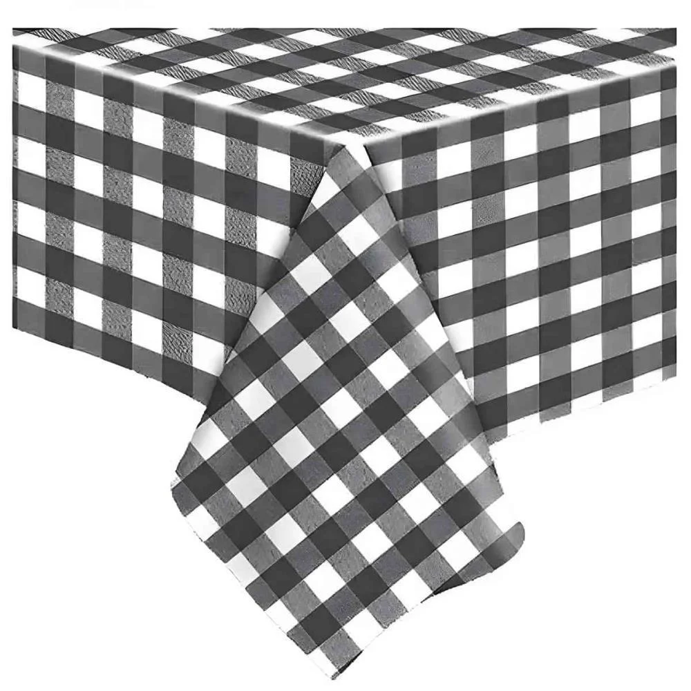 Toalha Plastica 78X78Cm Xadrez Preto Xingo Embalagens (Pct.c/10) - imagem 3