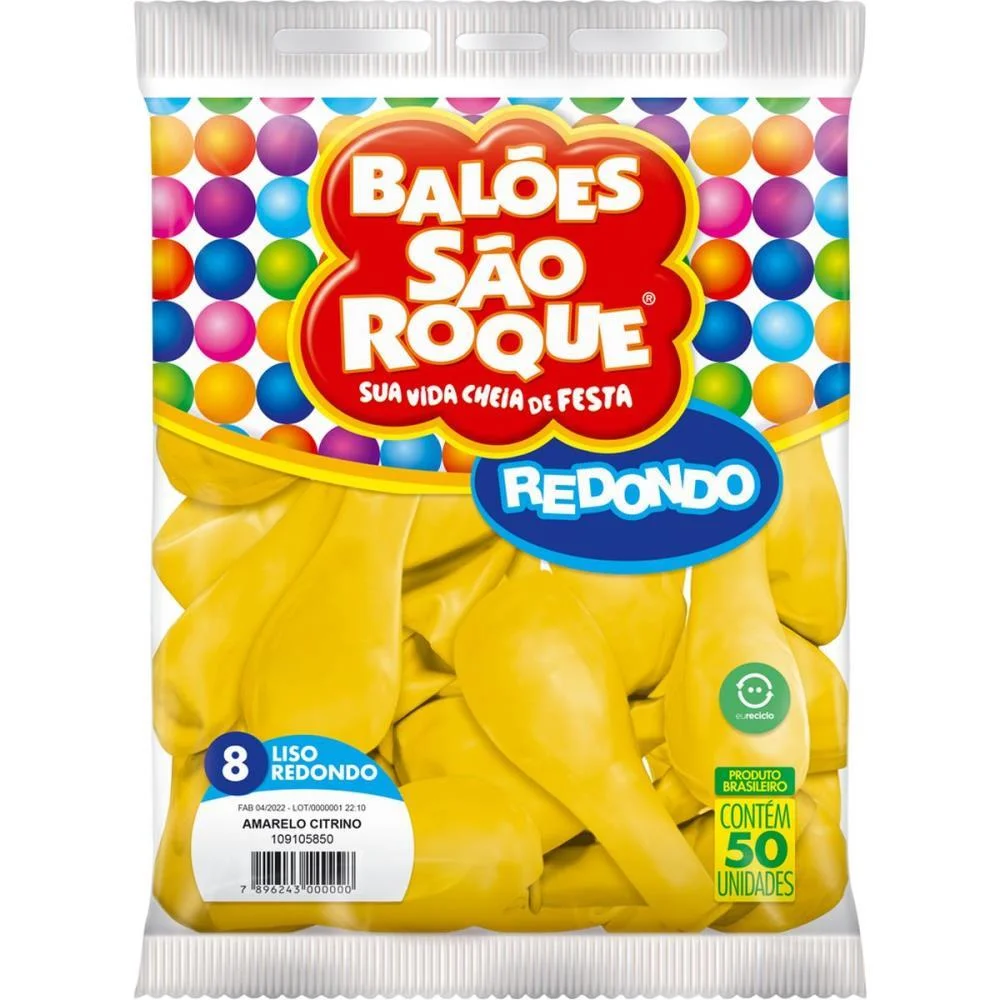 Balao 8 Liso Amarelo Citrino Sao Roque (Pct.c/50) - imagem 3