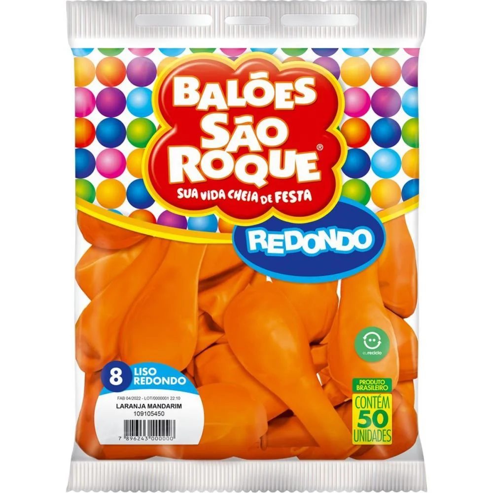 Balao 8 Liso Laranja Mandarim Sao Roque (Pct.c/50) - imagem 3