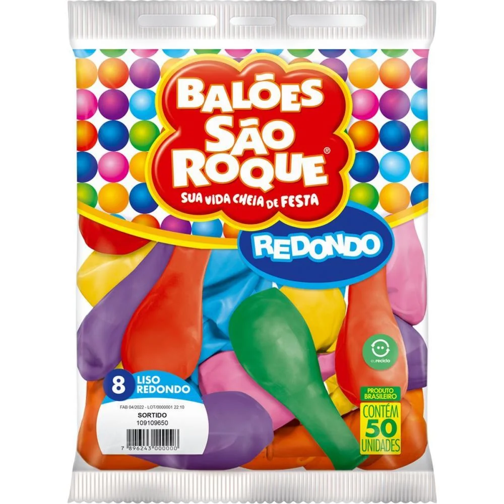 Balao 8 Liso Cores Sortidas Sao Roque (Pct.c/50) - imagem 3