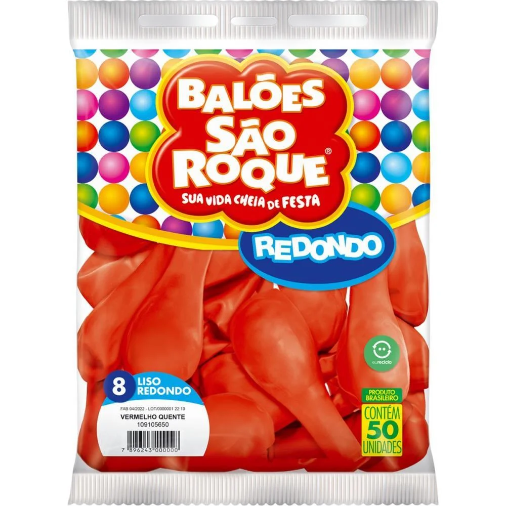 Balao 8 Liso Vermelho Quente Sao Roque (Pct.c/50) - imagem 3