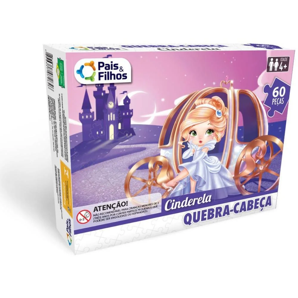 Quebra-Cabeca Cartonado Cinderela 60Pcs Pais E Filhos (Unidade) - imagem 4