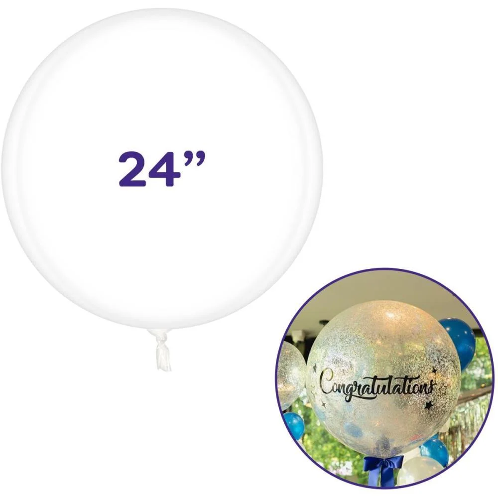 Balao Redondo Bubble Balloon Cristal 24 Pol Klf Festas (Pct.c/10) - imagem 2