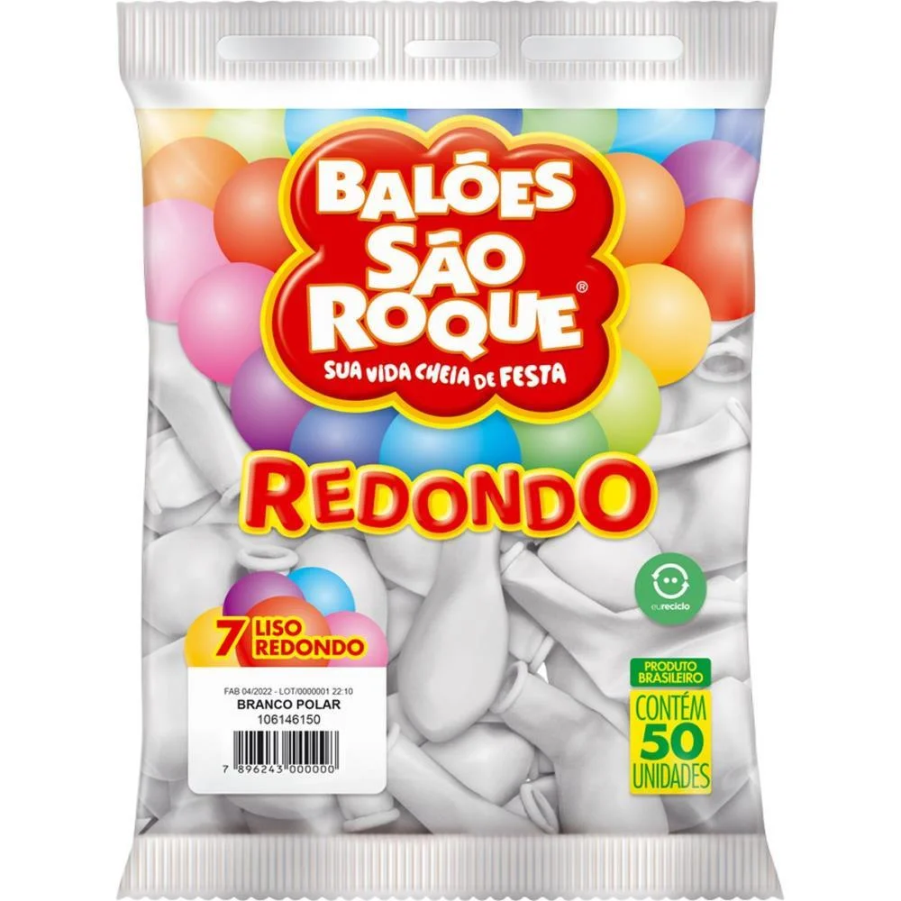 Balão 7 Liso Redondo Branco Polar Sao Roque (Pct.c/50) - imagem 4