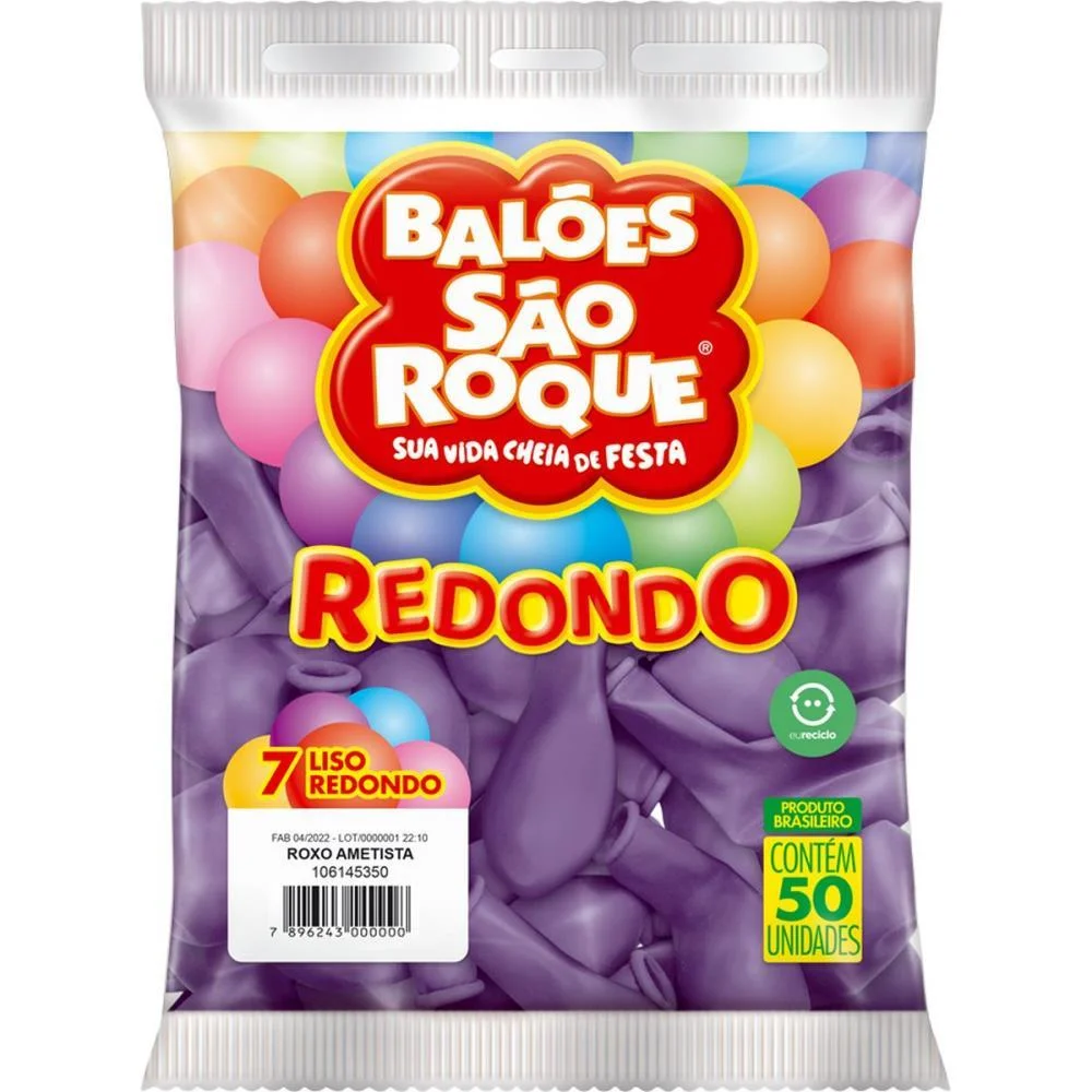 Balão 7 Liso Redondo Roxo Ametista Sao Roque (Pct.c/50) - imagem 3