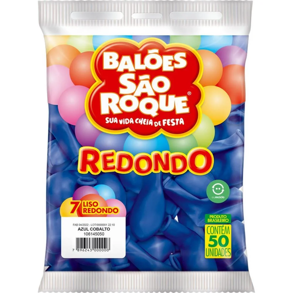 Balão 7 Liso Redondo Azul Cobalto Sao Roque (Pct.c/50) - imagem 3