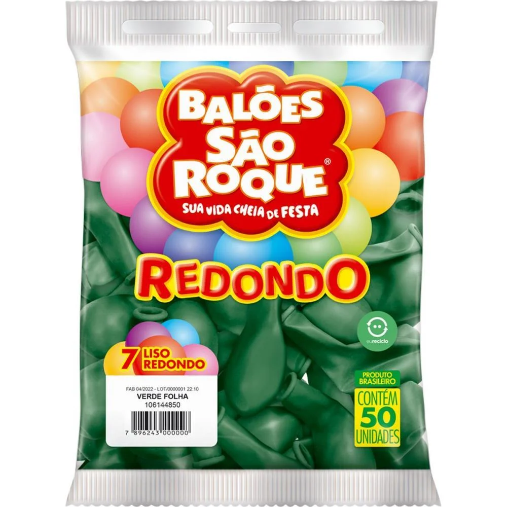 Balão 7 Liso Redondo Verde Folha Sao Roque (Pct.c/50) - imagem 5