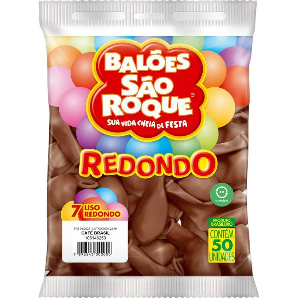 Balão 7 Liso Redondo Cafe Brasil Sao Roque (Pct.c/50) - imagem 4