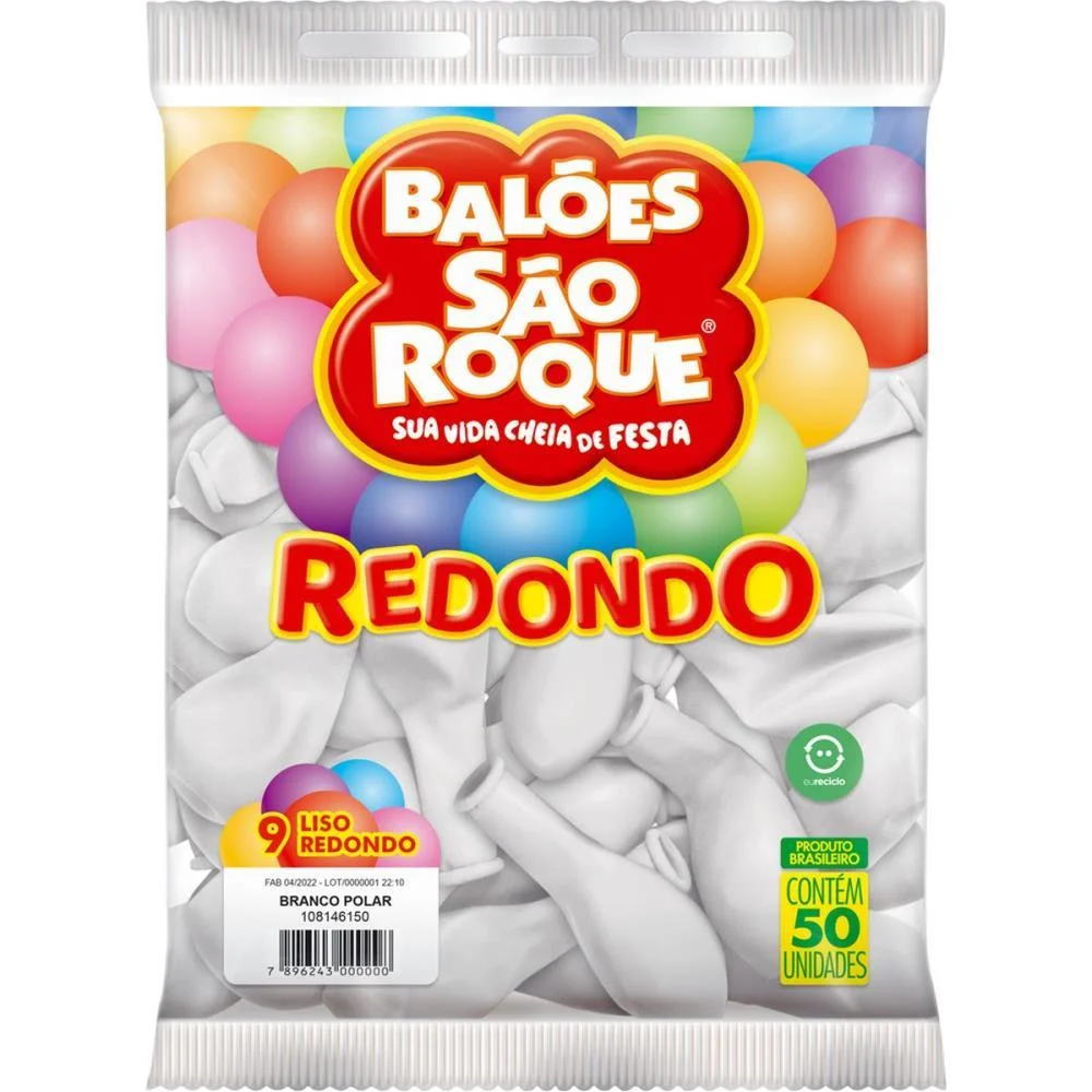 Balão 9 Liso Redondo Branco Polar Sao Roque (Pct.c/50) - imagem 3