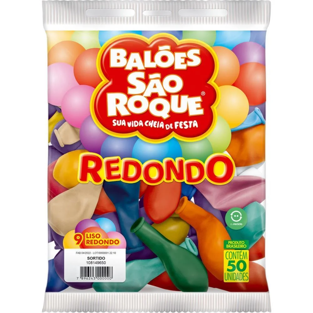 Balão 9 Liso Redondo Sortido Sao Roque (Pct.c/50) - imagem 3