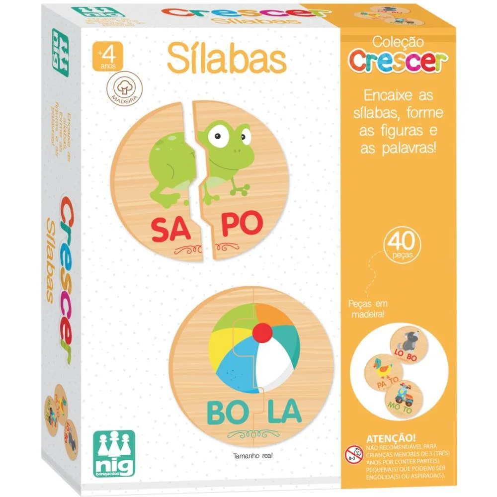 Brinquedo Educativo Silabas Em Madeira 40Pcs Nig Brinquedos (Unidade) - imagem 2