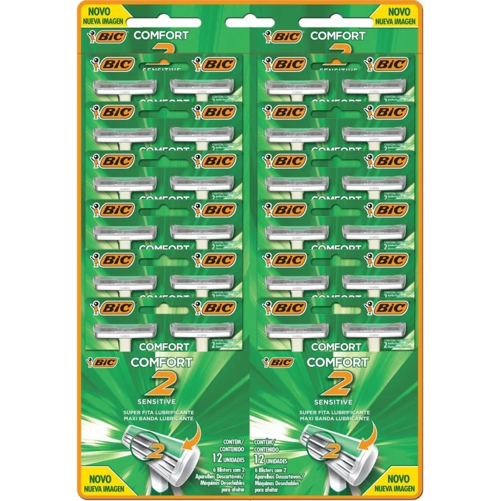 Barbeador Descartavel Bic Comfort2 Verde 12Blx2Und. Bic (Ct.c/24) - imagem 2