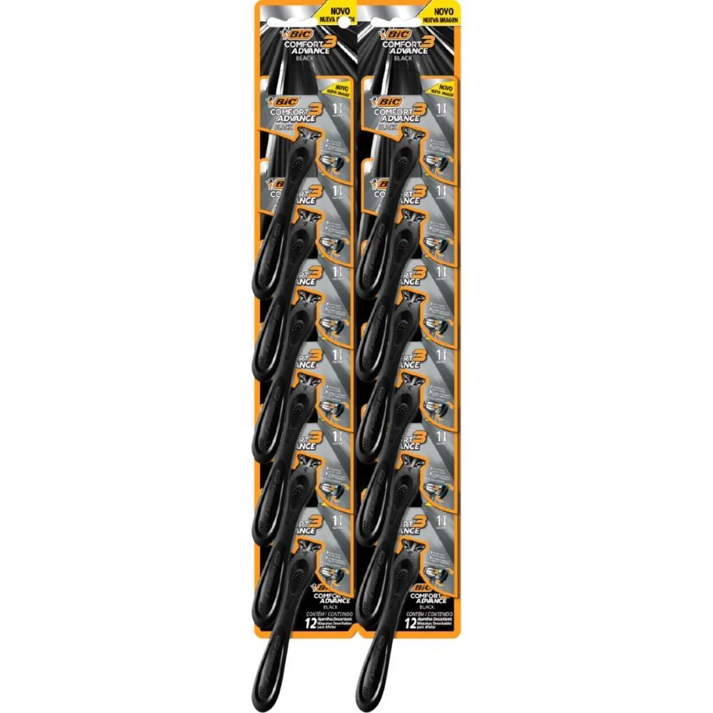 Barbeador Descartavel Bic Comfort3 Black 12Blx1Und. Bic (Ct.c/12) - imagem 2