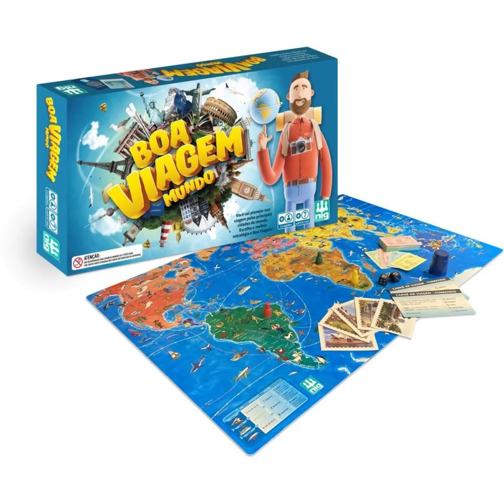 Jogo De Tabuleiro Boa Viagem Mundo Nig Brinquedos (Unidade) - imagem 2