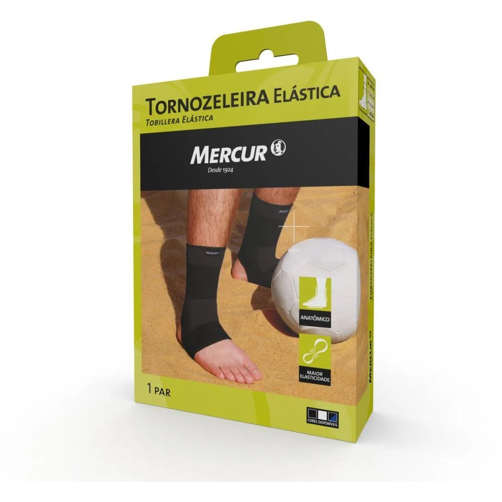 Ortopedico Tornozeleira Elastica M Preta Mercur (Par) - imagem 2