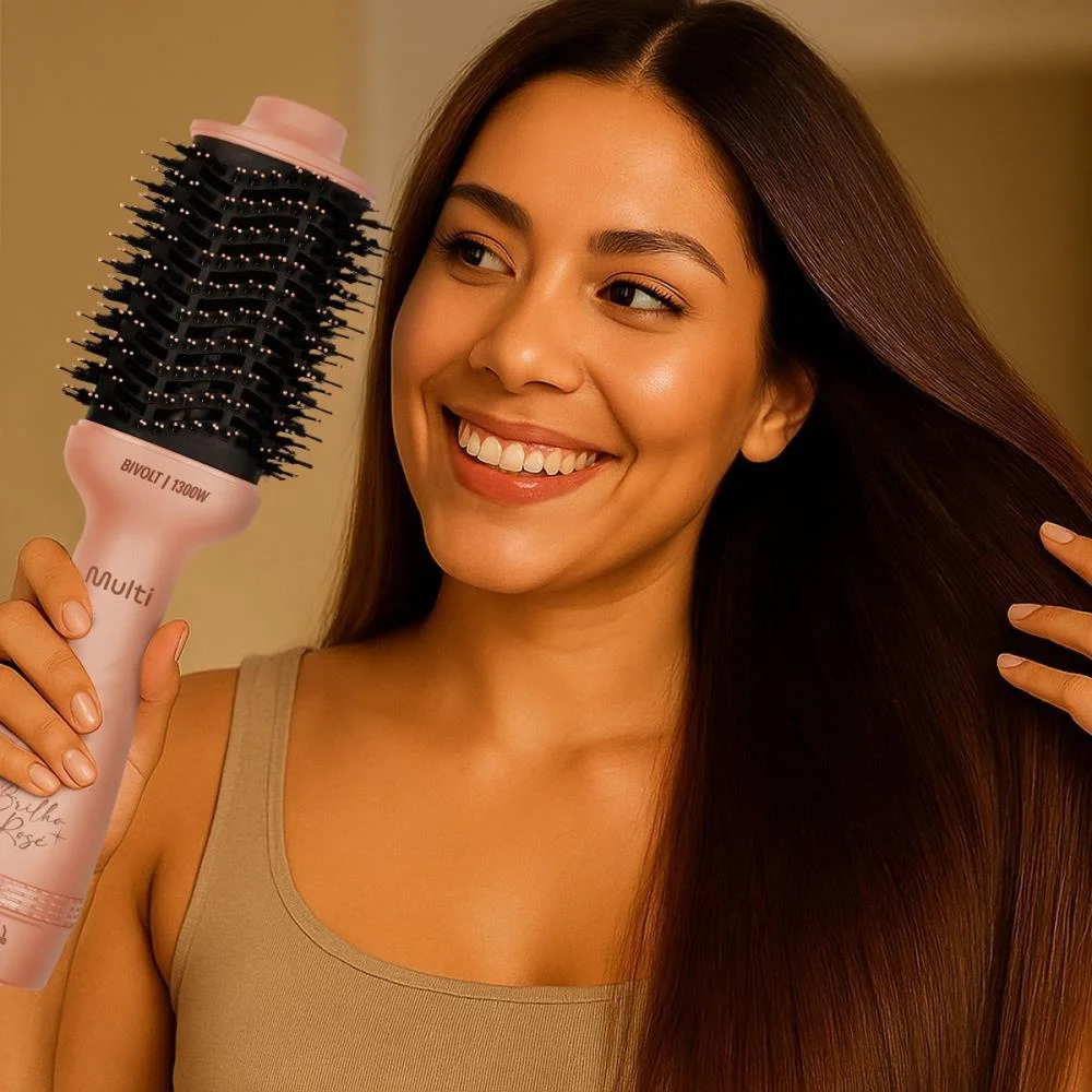 Escova De Cabelo Alisadora Secadora Brilho Rose 1300W Biv Multi - imagem 8