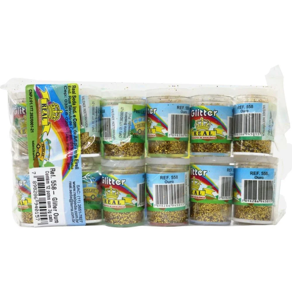 Glitter Pvc Ouro Potes 3G. Real Seda (Pct.c/12) - imagem 3