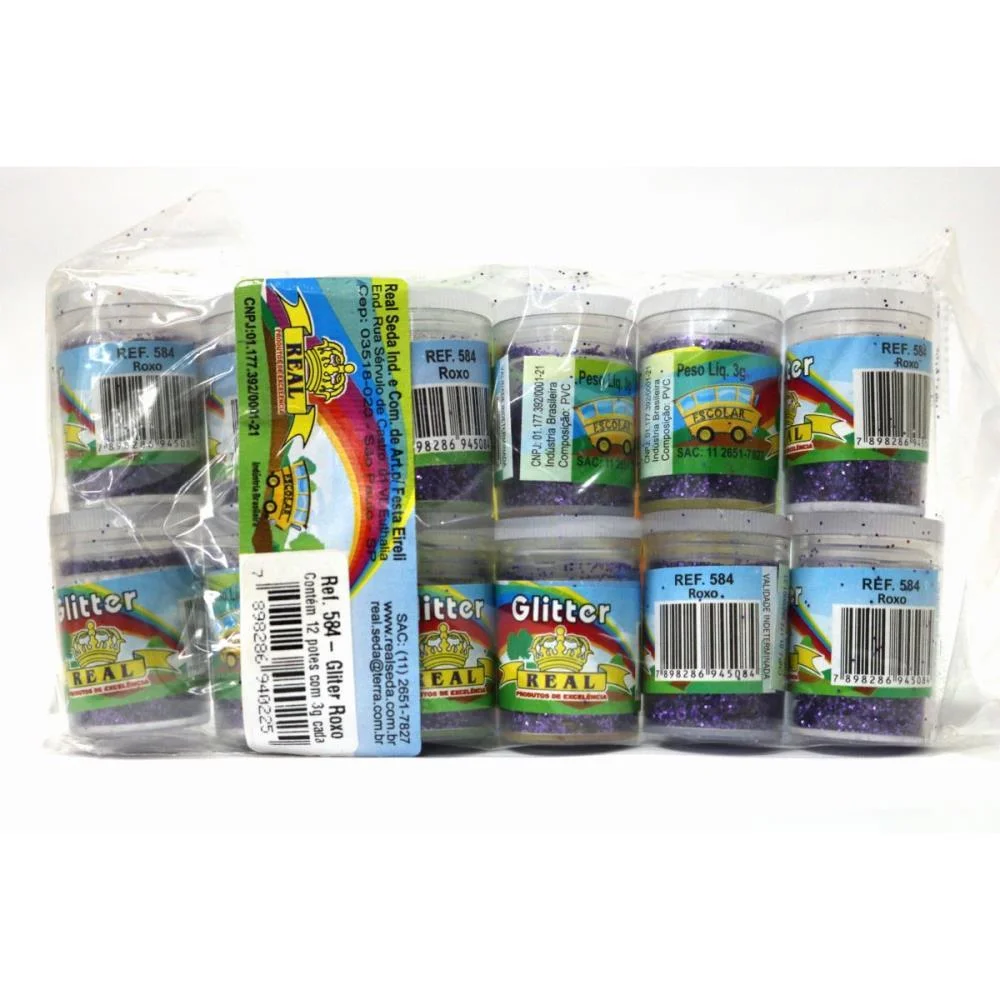 Glitter Pvc Roxo Potes 3G. Real Seda (Pct.c/12) - imagem 2