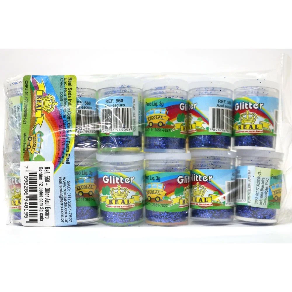 Glitter Pvc Azul Escuro Potes 3G. Real Seda (Pct.c/12) - imagem 3