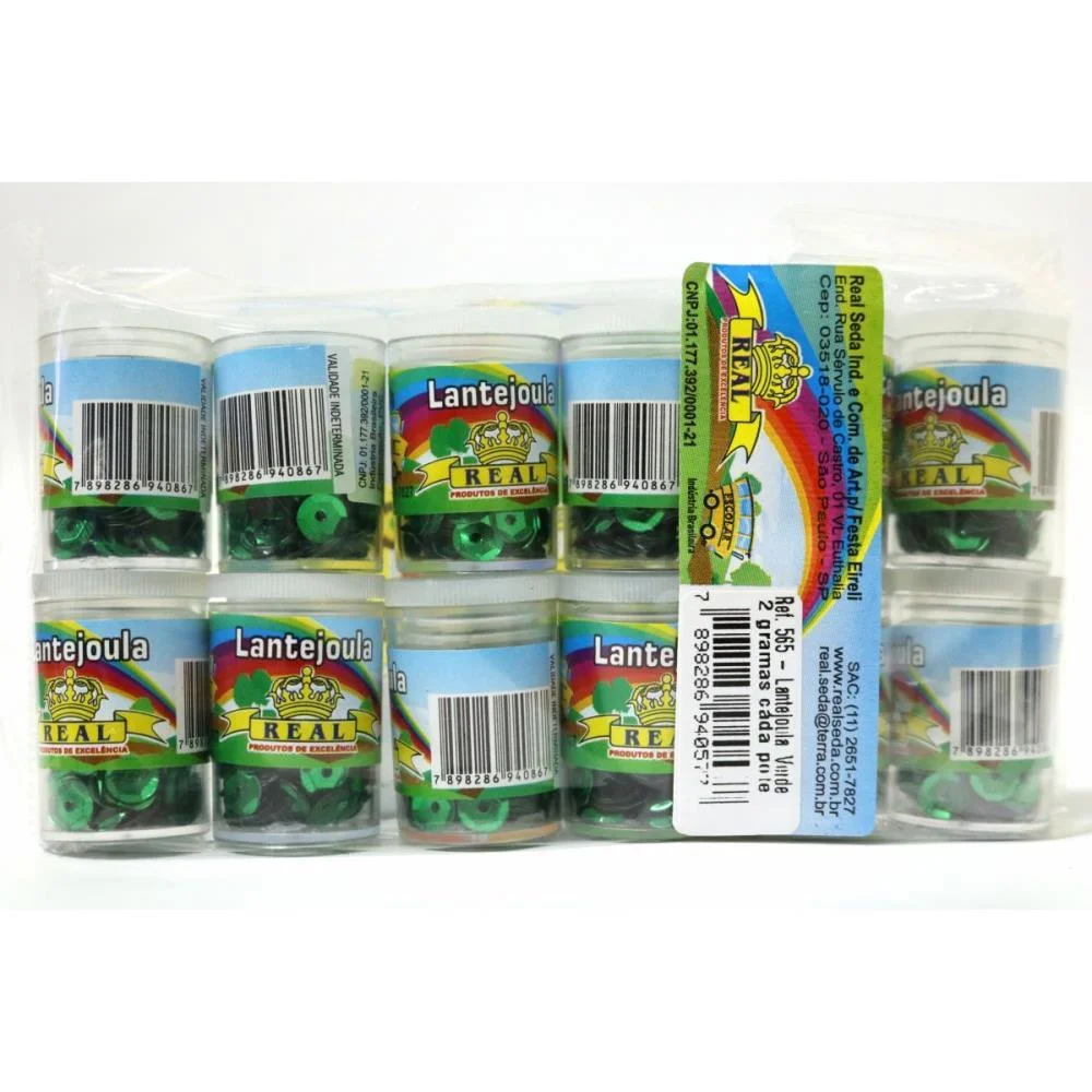 Lantejoula Metalizada Potes 2G. N.06 Verde Real Seda (Pct.c/12) - imagem 3