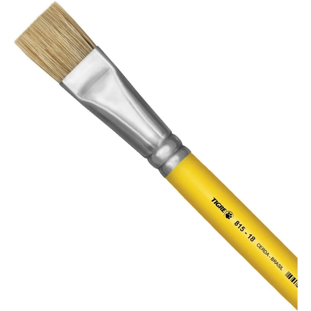 Pincel Artesanal Chato 815 N.18 Amarelo Pinceis Tigre (Ct.c/06) - imagem 2