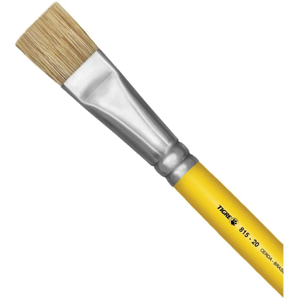Pincel Artesanal Chato 815 N.20 Amarelo Pinceis Tigre (Ct.c/06) - imagem 3