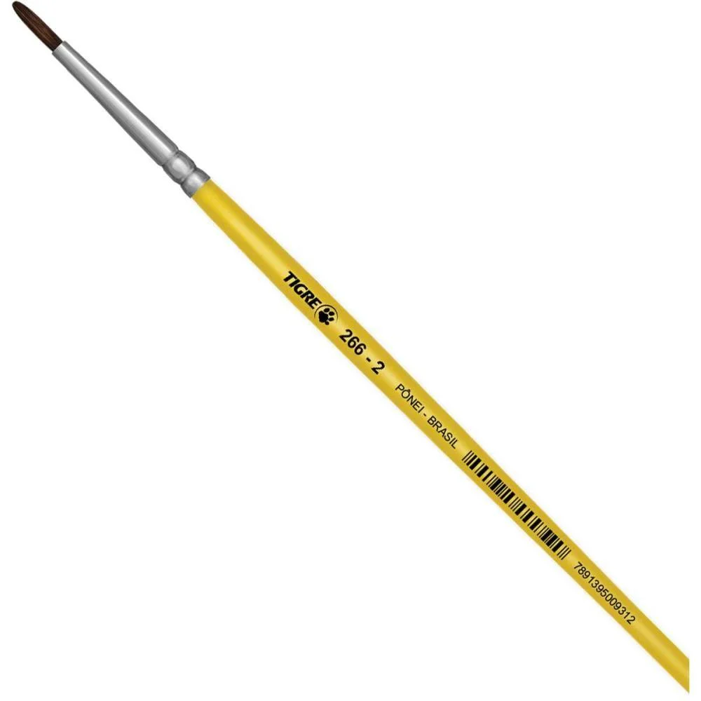 Pincel Escolar Redondo 266 N.02 Amarelo Pinceis Tigre (Duzia) - imagem 2