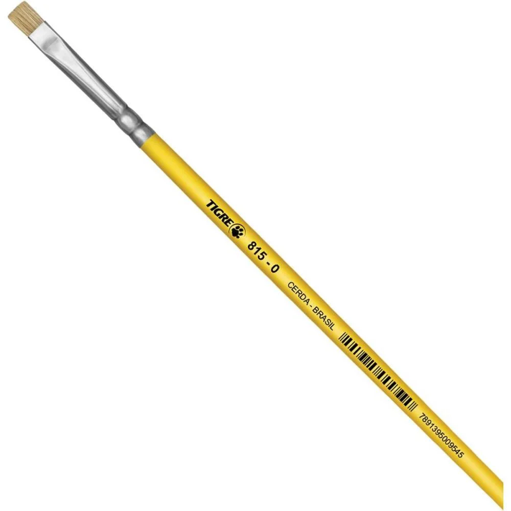 Pincel Artesanal Chato 815 N.00 Amarelo Pinceis Tigre (Duzia) - imagem 3