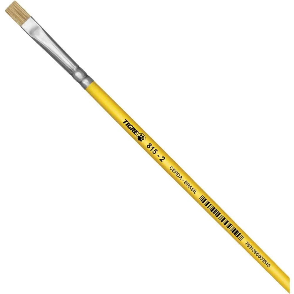 Pincel Artesanal Chato 815 N.02 Amarelo Pinceis Tigre (Duzia) - imagem 2