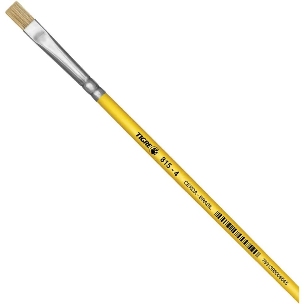 Pincel Artesanal Chato 815 N.04 Amarelo Pinceis Tigre (Duzia) - imagem 3