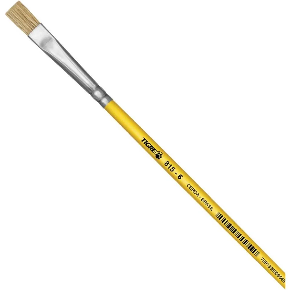 Pincel Artesanal Chato 815 N.06 Amarelo Pinceis Tigre (Duzia) - imagem 3