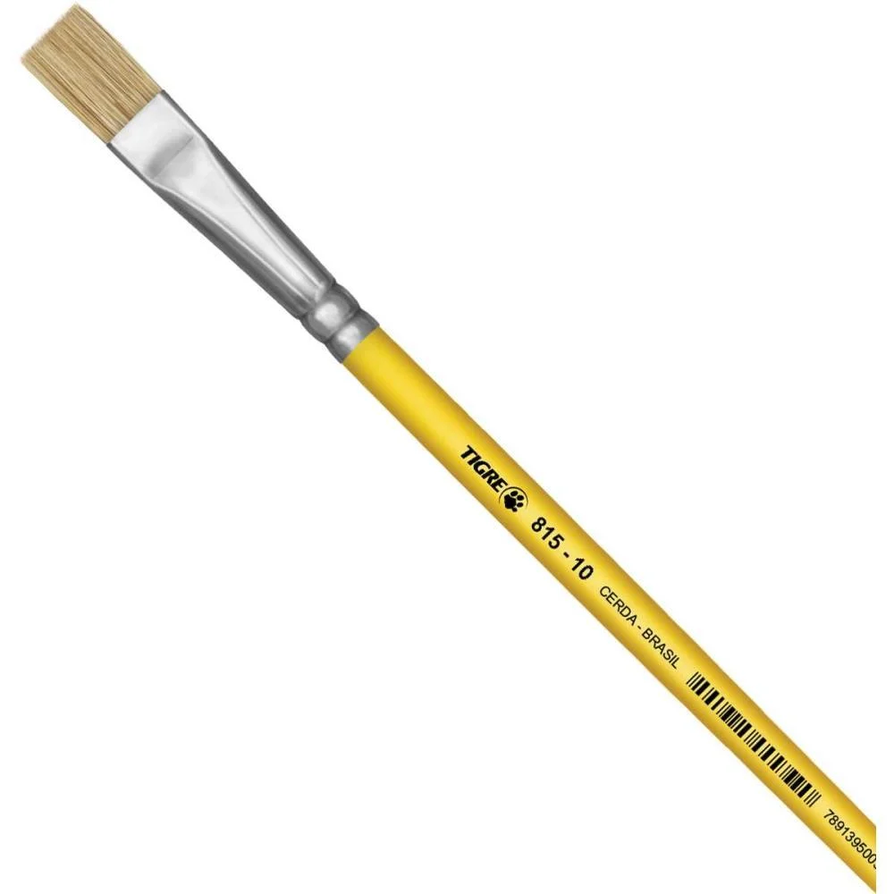 Pincel Artesanal Chato 815 N.10 Amarelo Pinceis Tigre (Duzia) - imagem 2