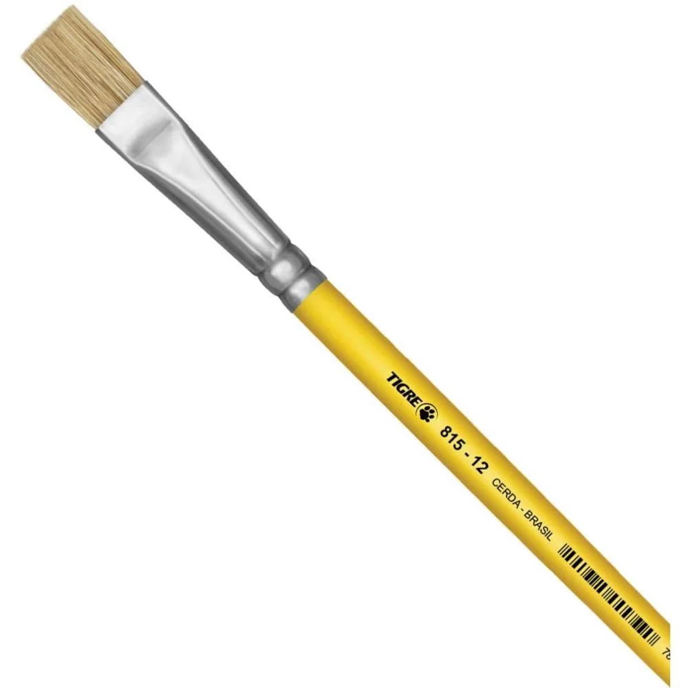 Pincel Artesanal Chato 815 N.12 Amarelo Pinceis Tigre (Duzia) - imagem 2