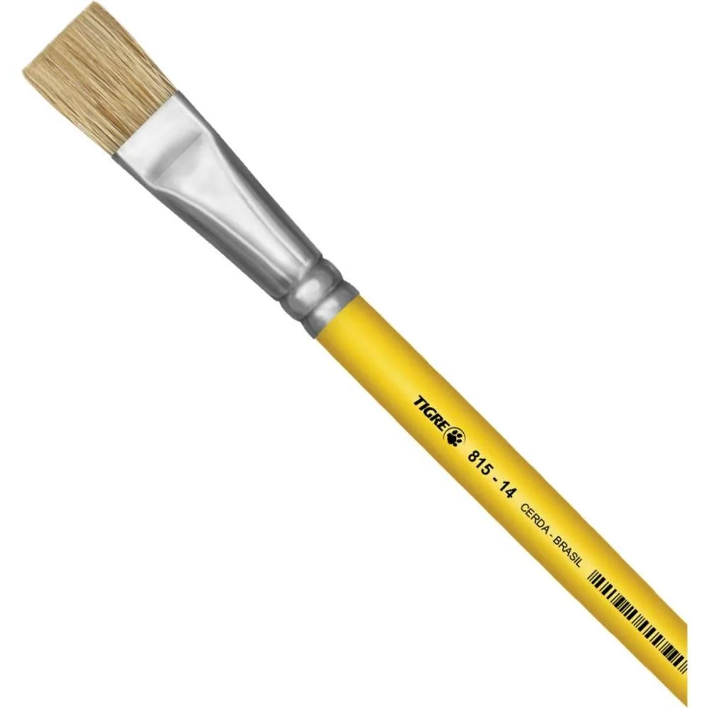 Pincel Artesanal Chato 815 N.14 Amarelo Pinceis Tigre (Duzia) - imagem 3