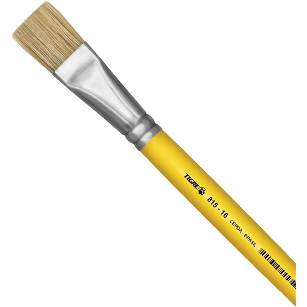 Pincel Artesanal Chato 815 N.16 Amarelo Pinceis Tigre (Duzia) - imagem 2