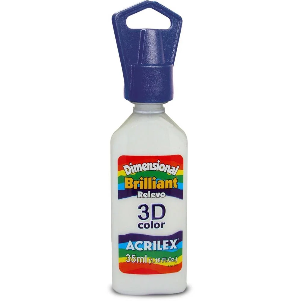 Tinta Relevo Dimensional Brilhante Branco 35Ml Acrilex (Pct.c/06) - imagem 3