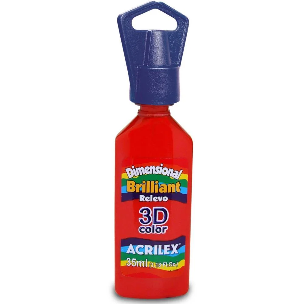 Tinta Relevo Dimensional Brilhante Vermelho Fogo 35Ml Acrilex (Pct.c/06) - imagem 3