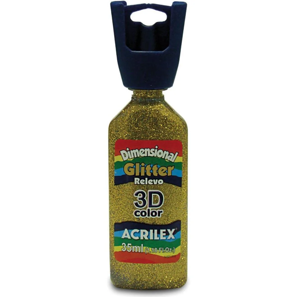 Tinta Relevo Dimensional Glitter Ouro 35Ml Acrilex (Pct.c/06) - imagem 3