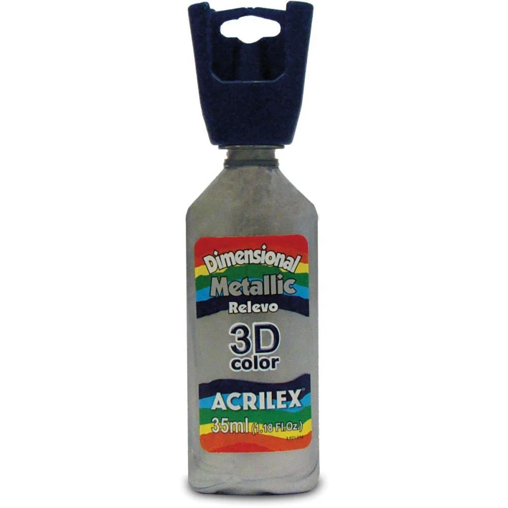 Tinta Relevo Dimensional Metalica Prata 35Ml Acrilex (Pct.c/06) - imagem 3