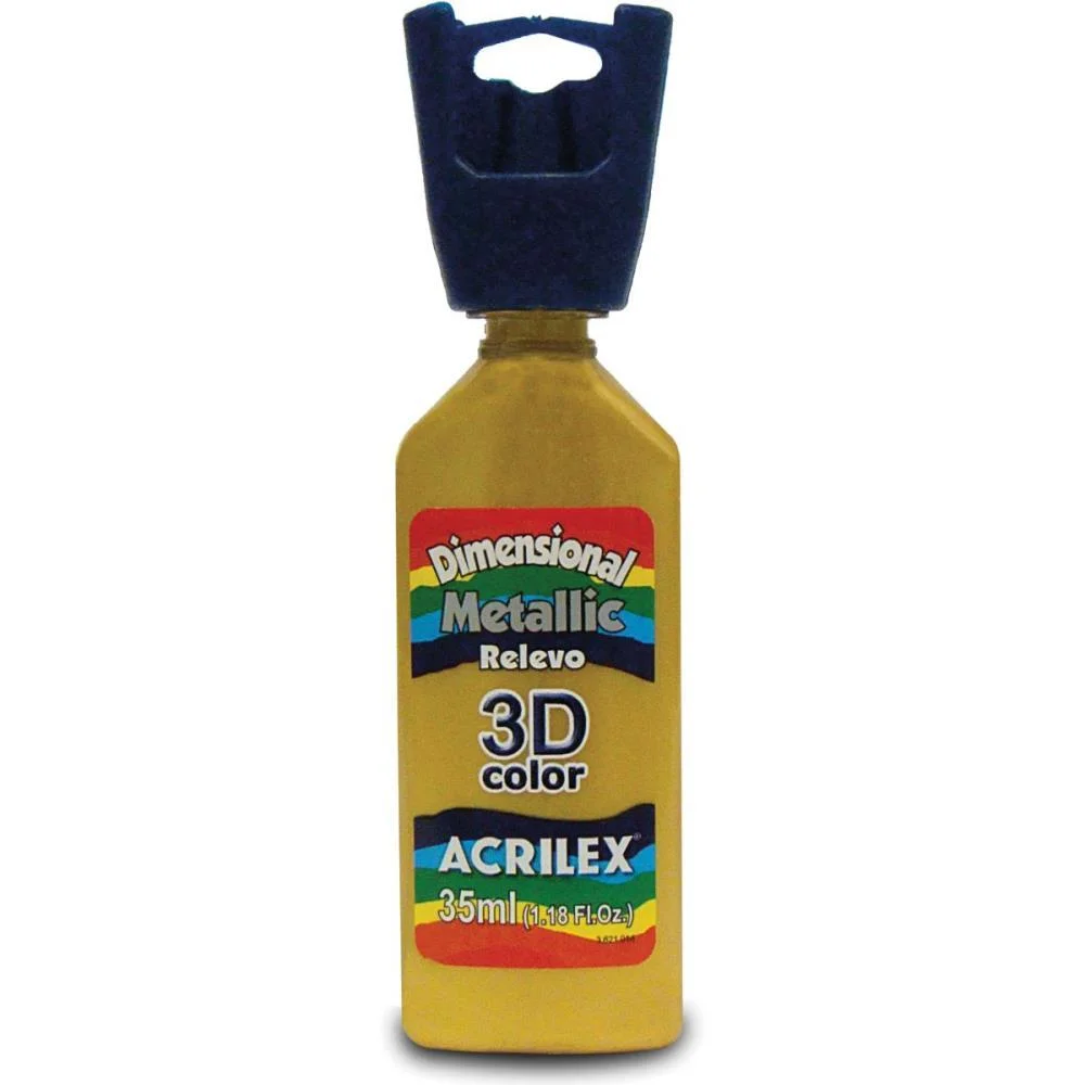 Tinta Relevo Dimensional Metalica Ouro 35Ml Acrilex (Pct.c/06) - imagem 3