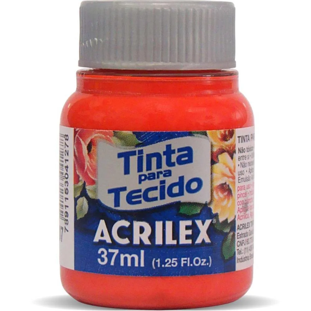 Tinta Para Tecido Fosca 37Ml Vermelho Fogo Acrilex (Duzia) - imagem 3