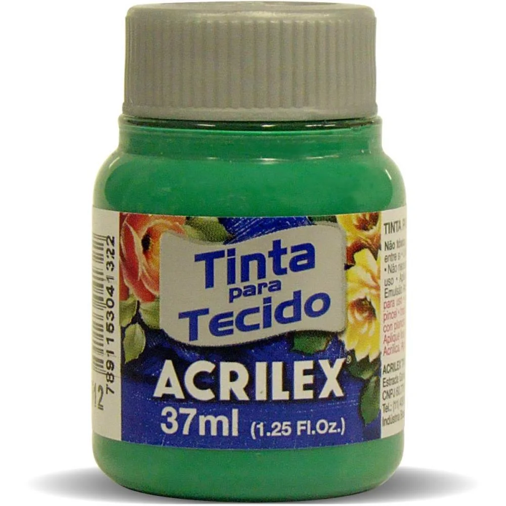 Tinta Para Tecido Fosca 37Ml Verde Veronese Acrilex (Duzia) - imagem 3