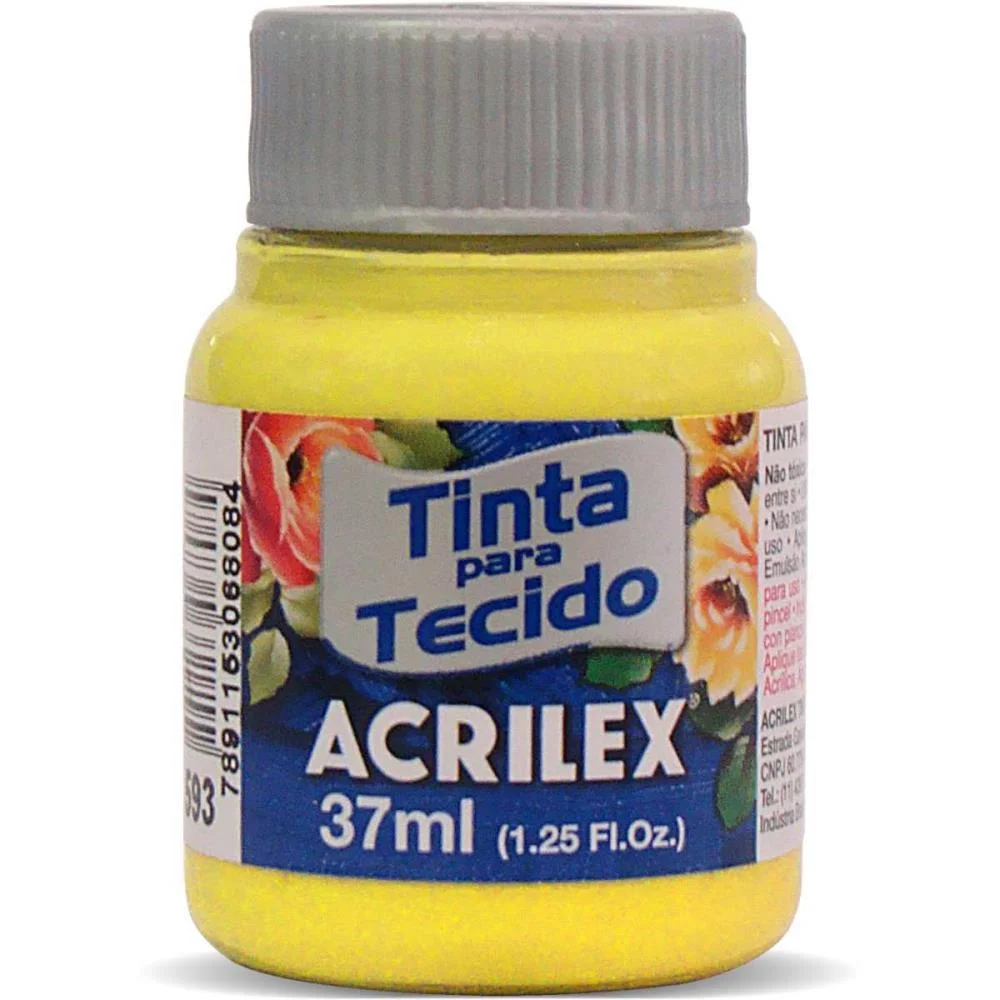 Tinta Para Tecido Fosca 37Ml Amarelo Canario Acrilex (Duzia) - imagem 3