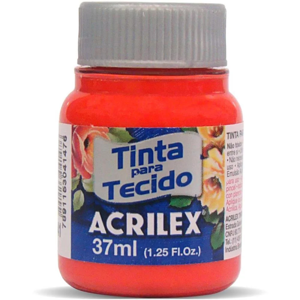 Tinta Para Tecido Fosca 37Ml Vermelho Vivo Acrilex (Duzia) - imagem 3